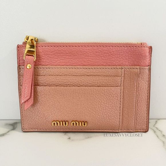 Miu Miu Accessories - Miu Miu Pink Two-Tone Card Holder
